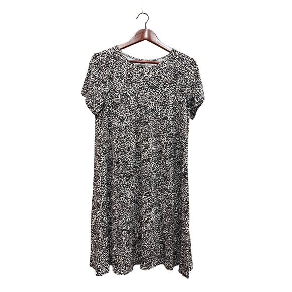 Leopard Print Casual Short Sleeve Dress Size L - Picture 1 of 6